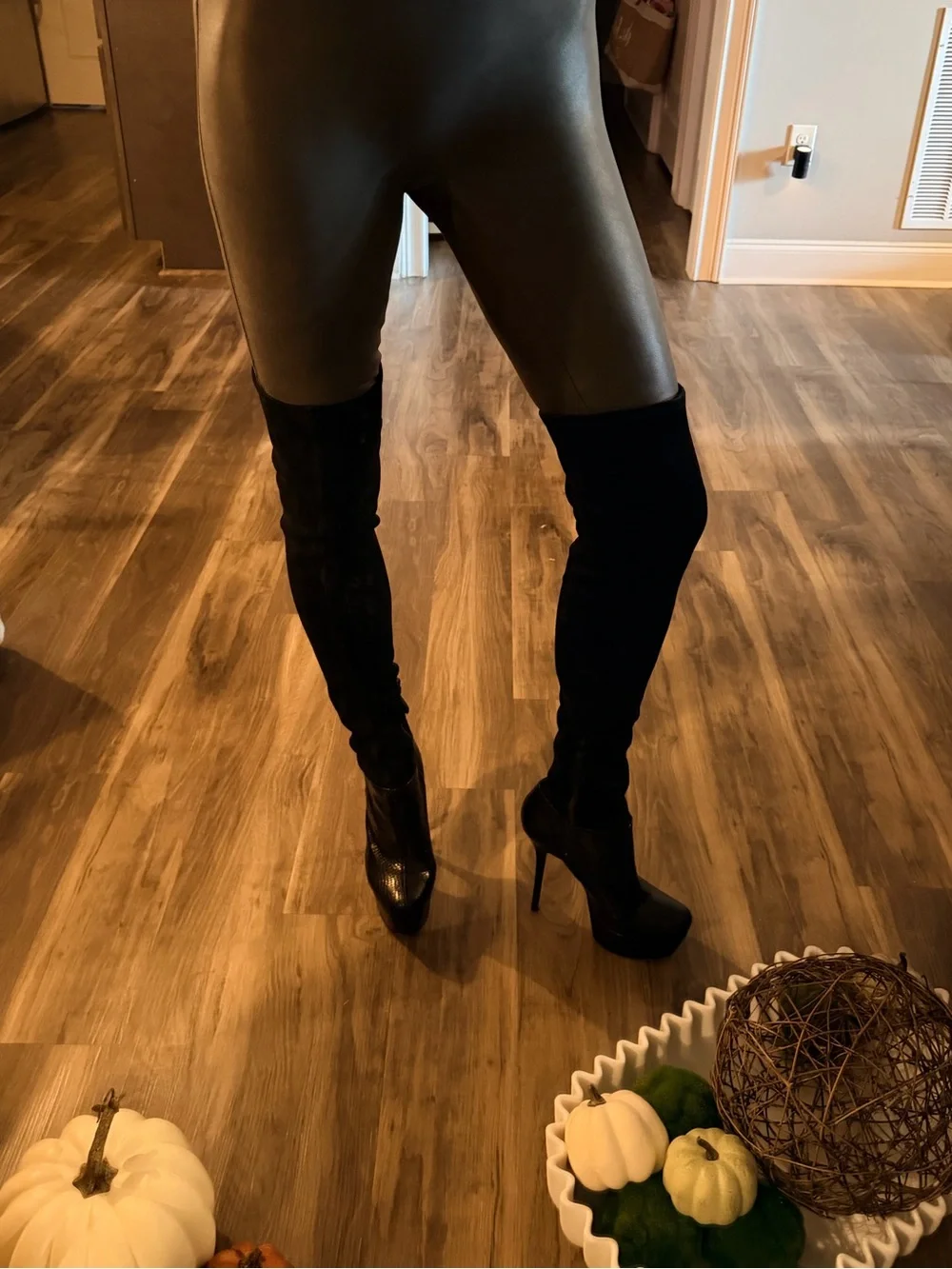 Alice + Olivia Black Over‑The‑Knee Platform Stiletto Boots